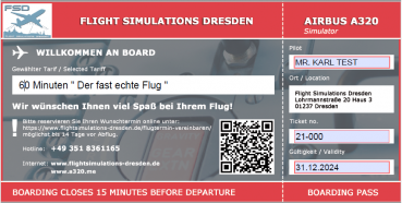 60 Minuten " Der fast echte Flug "